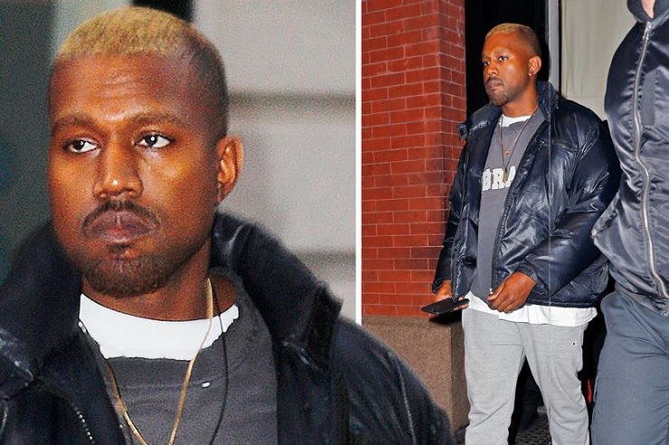 Blonde Kanye West cuts a glum figure as he’s spotted out and about in New York